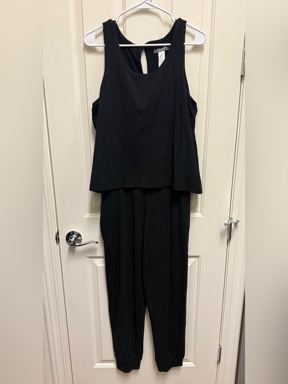 Lisa Rinna Collection Black Sleeveless Jumpsuit Jogger Pants Size Medium